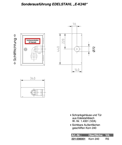 Löschwasser Entnahmeschrank nach DIN14461-2